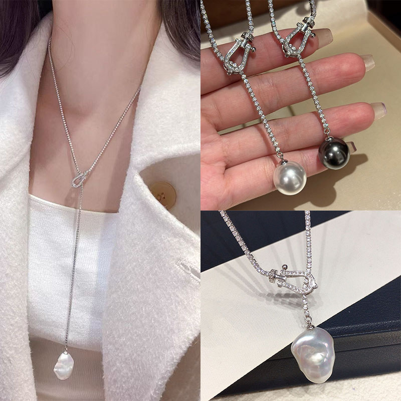 Acessórios DIY novo estilo moda Universal colar ferradura fivela Irregular pérola pingente moda deusa pingente vazio tit