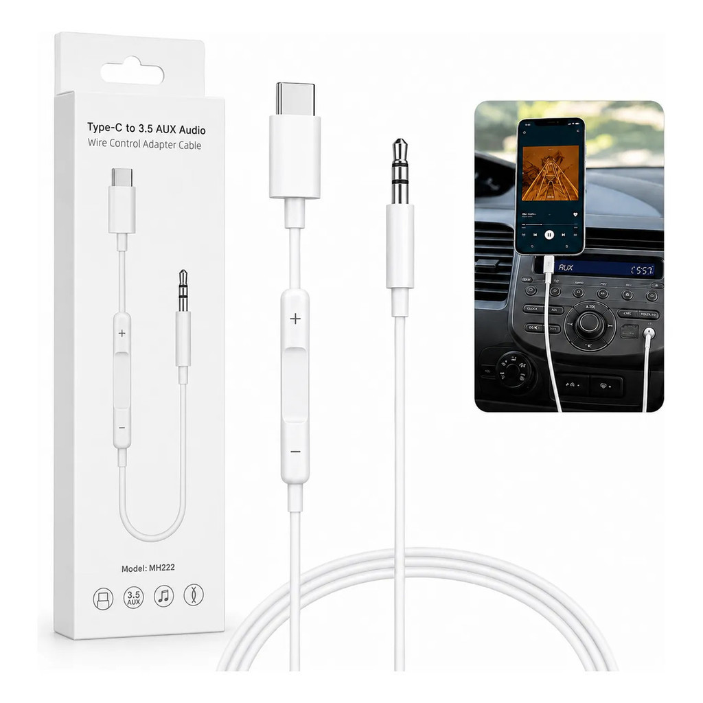 Cabo de Áudio Tipo-C P2 3.5 MM Auxiliar Premium Para Iphone 15/16/17/ Android