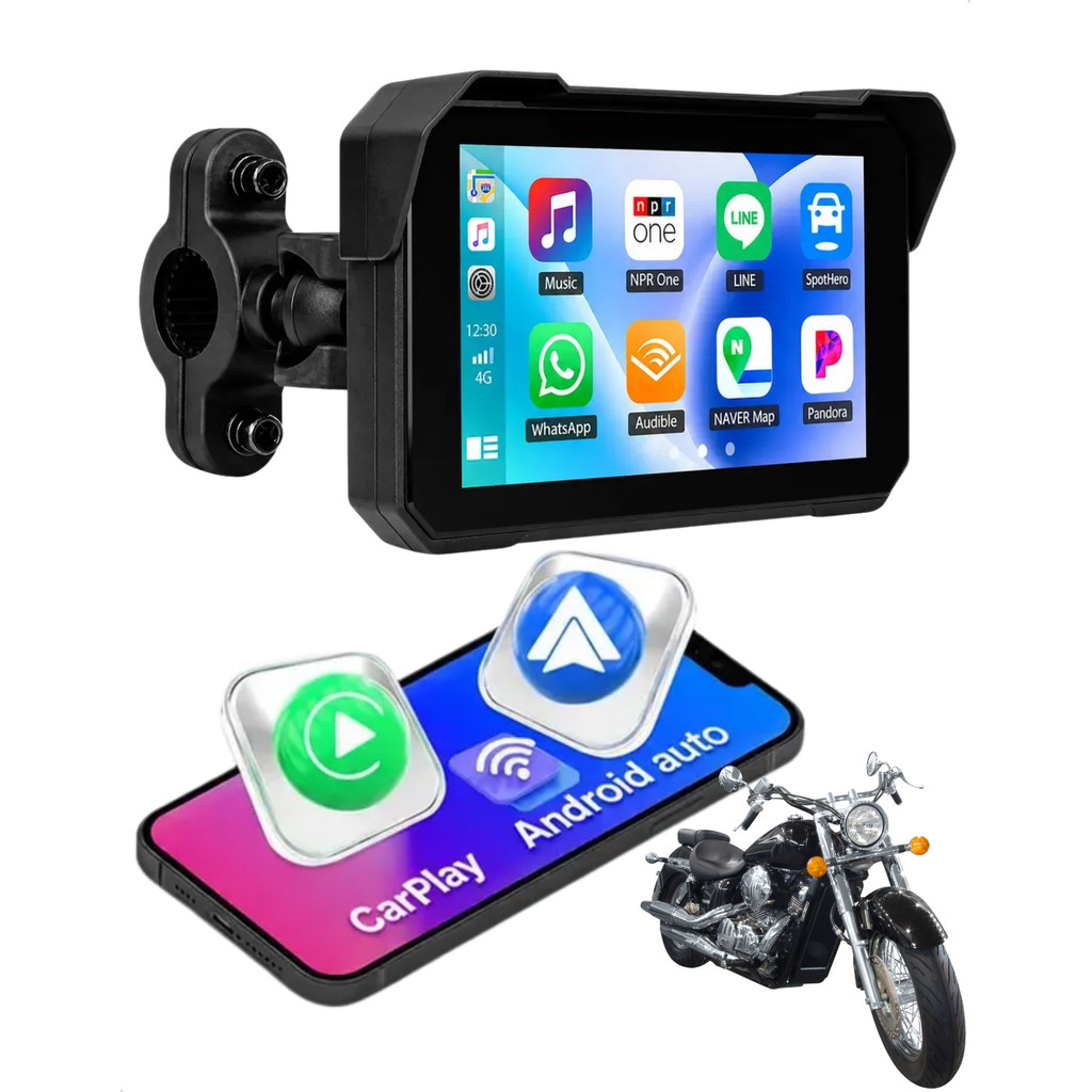 Tela Carplay Moto Sem Fio Aikon Core-MT500 Android Auto Gps Navegação Waze Ipx8 Impermeável Original · foto 2