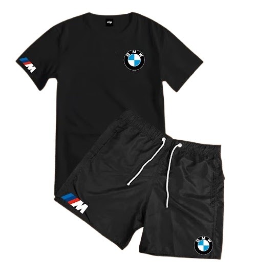 Conjunto KIT Bmw Camiseta algodão E Bermuda Tectel Estampados Camisa Masculina Camiseta Short BMW 3 M