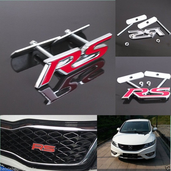 Emblema de Metal 3D para Carro, Logo RS, Acessórios Frontais para Carros Esportivos 0571 VTK0