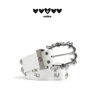 GUUUKA Branco Cruz Estrela Rebite Cinto Homens Mulheres Design Nicho Rock Estilo Punk Cinto Amor