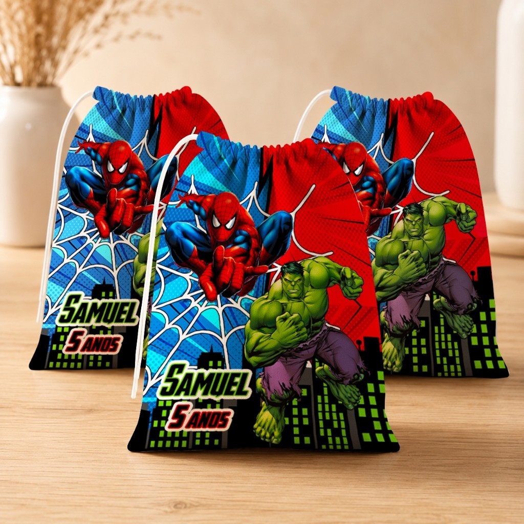 Kit 30 Lembrancinha Personalizada para Festa Infantil Aniversário e Eventos  Hulk e Homem Aranha (15x20)