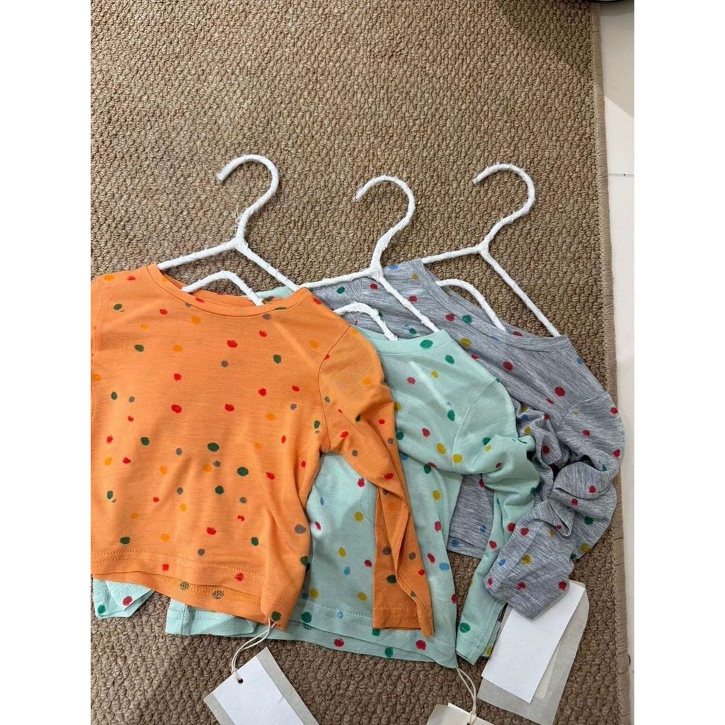 Meninas verão bolinhas legal manga comprida camiseta bebê verão respirável estilo fino protetor solar blusa crianças All