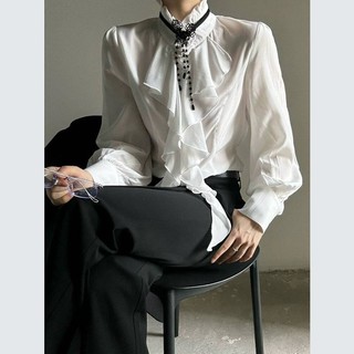 Retro palácio estilo folha de lótus colarinho camisa das mulheres dos homens gótico Unisex gola de duas peças cosplay ve