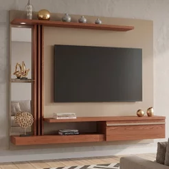 Painel para TV até 55 Polegadas com 160CMX136CM LED Prateleira de Denver Marrom Fendi/Freijó Fendi/Freijó