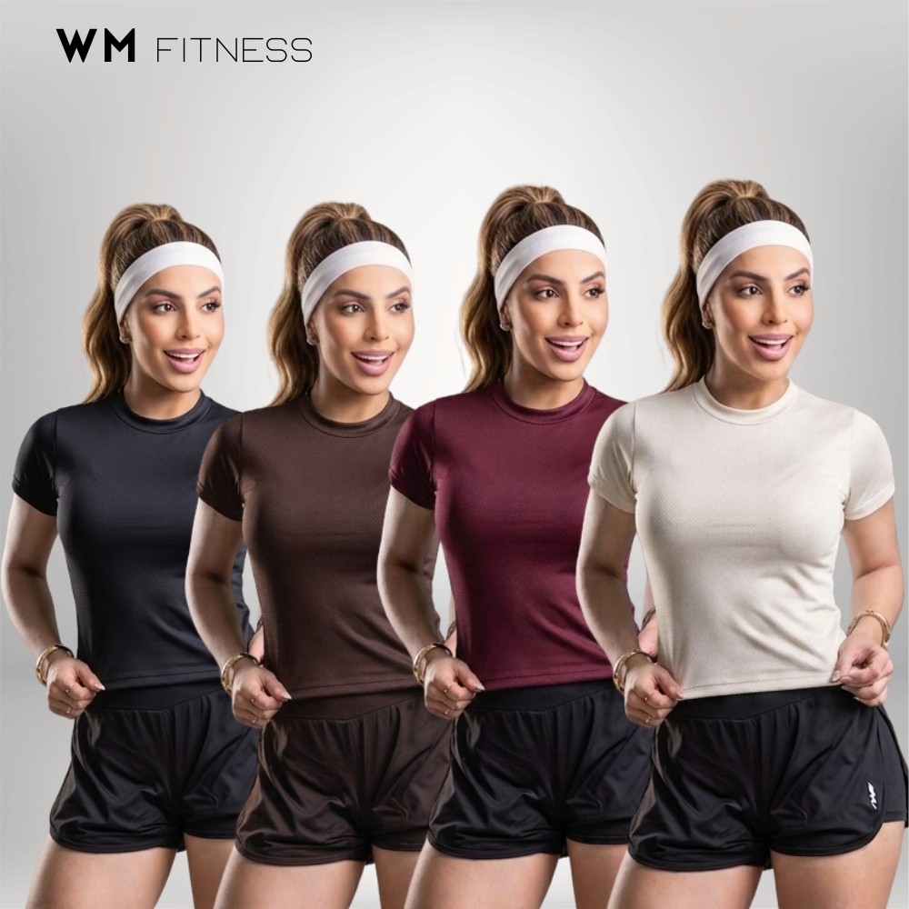 Kit 4 Camiseta Academia Feminina Dry Fit Treino Blusa Caminhada Treino Musculação