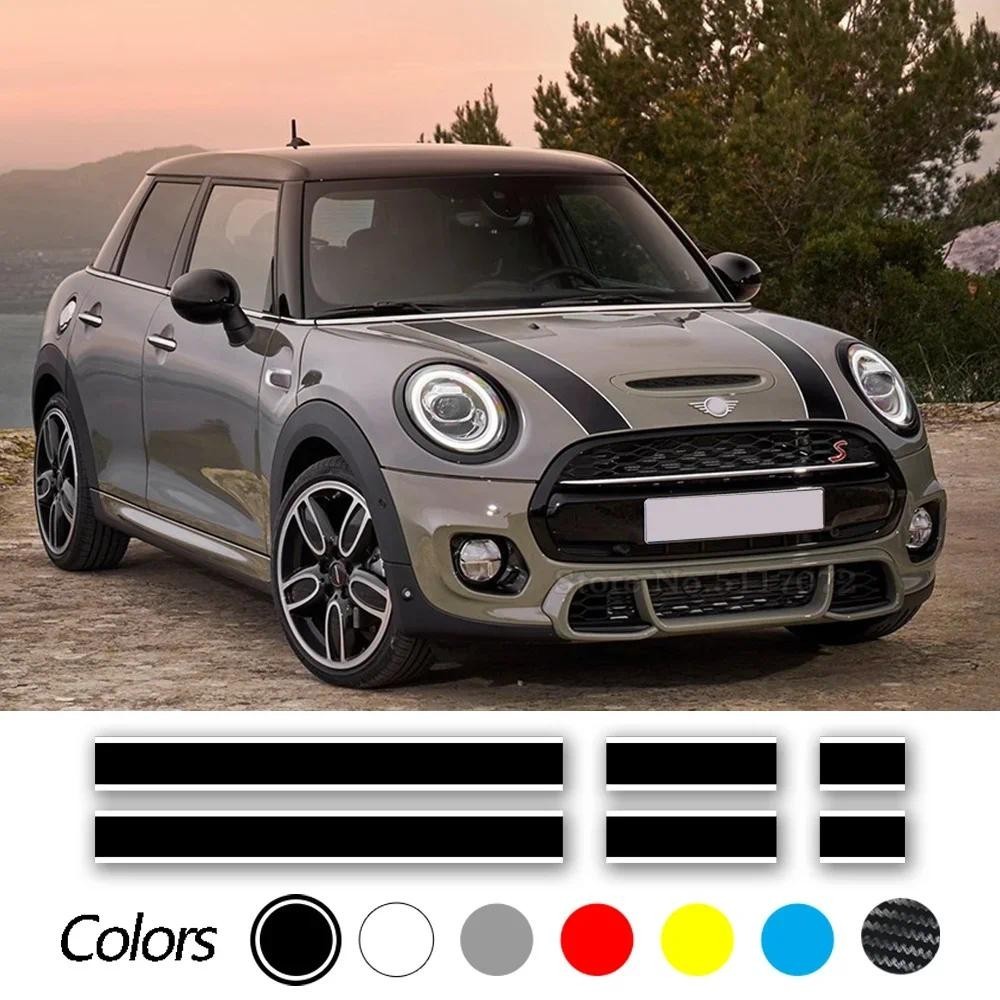 Para MINI Cooper R56 F56 R50 R53 F65 F66 F57 R57 Fosco/Preto Brilhante Capô Adesivo Listras Tronco Traseiro Gráficos Vin