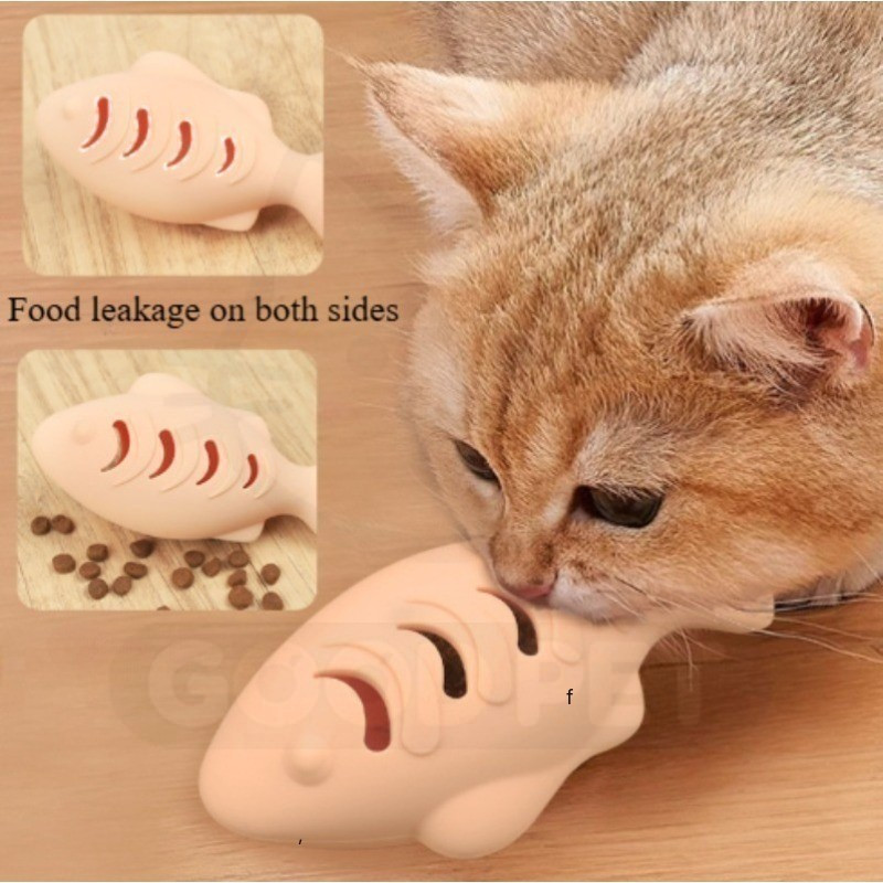 Gato Brinquedo Peixe Brinquedos Silicone Vazando Comida Teaser Auto-Feliz Interativo Para Animais De Estimação Mainan Ku