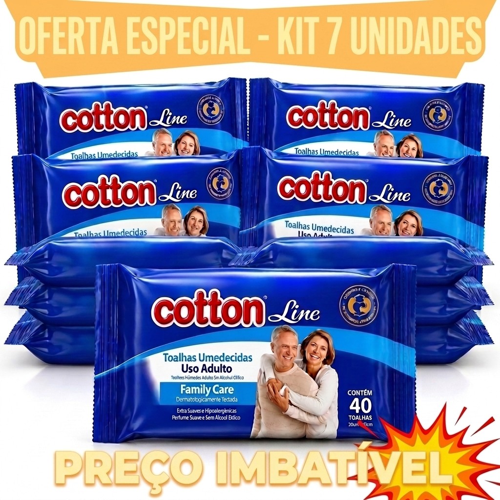 Pacotes Toalha Lenço Umedecido Extra Grande Cotton Line Adulto Idoso Geriatrica Higiene Banho Idoso