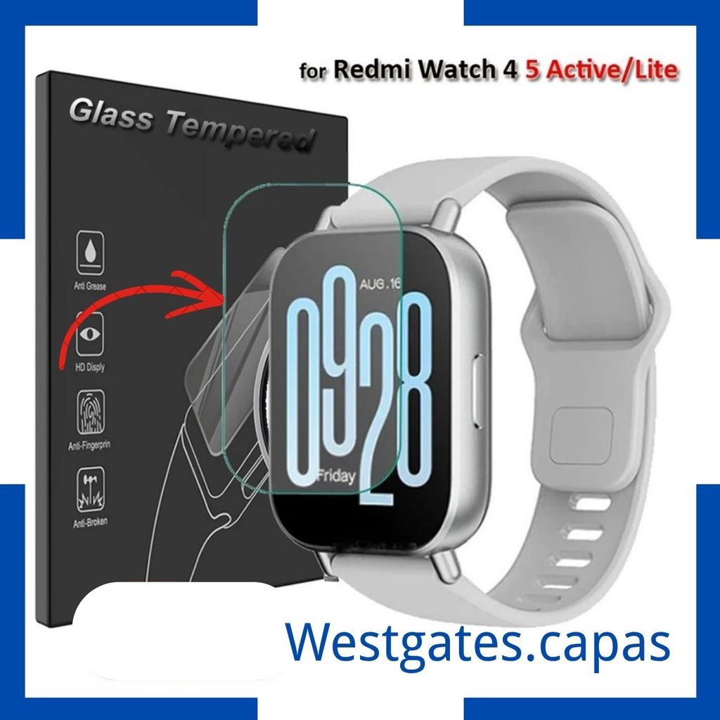 Película Vidro Temperado 9H HD Compatível Redmi Watch 4 5 5 Active 5Lite Protetor Tela Anti Risco Anti Impressão Digital