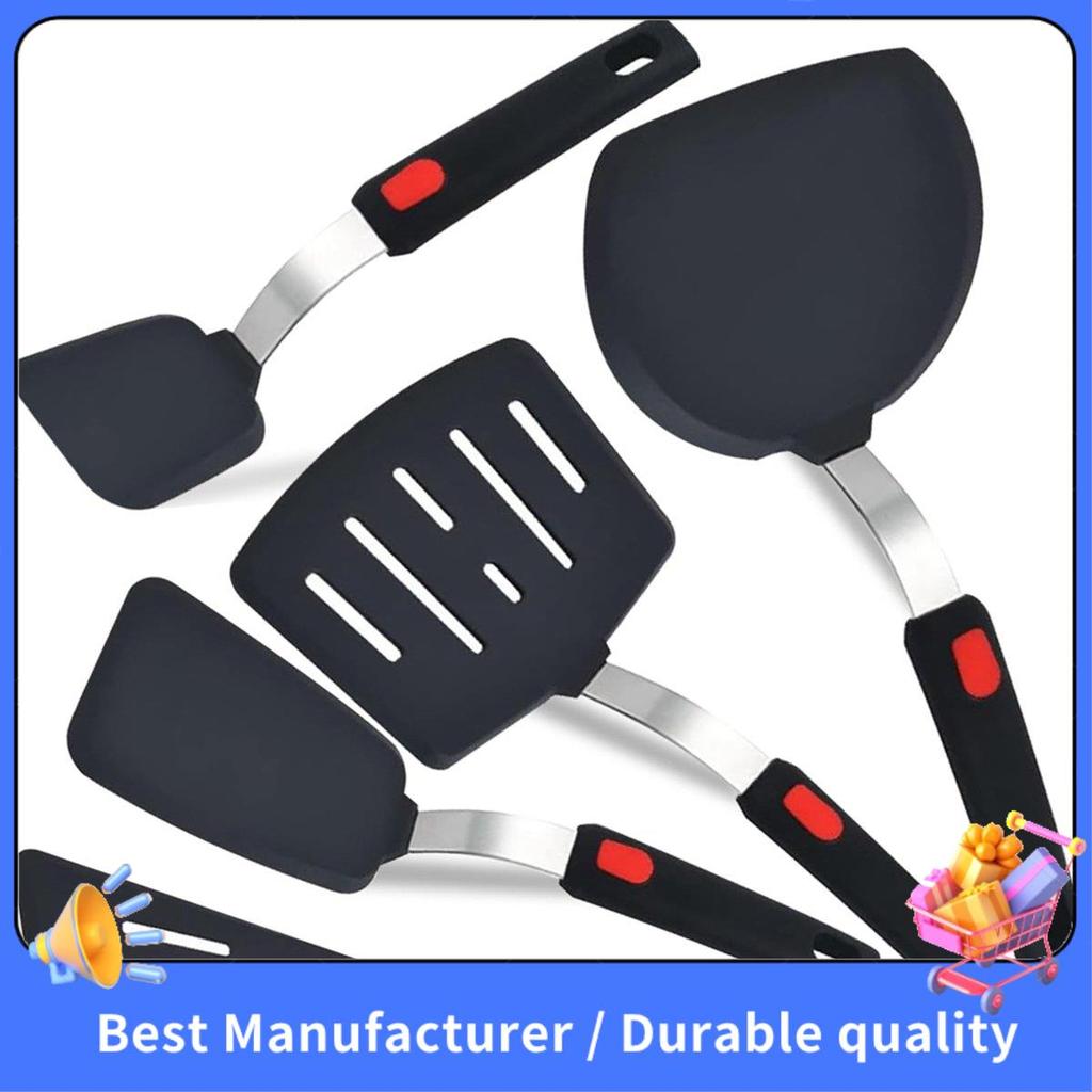 Conjunto De Silicone De Espátulas De 5 Pacotes Para Panelas Antiaderentes , Utensílios De Cozinha Resistentes Ao Calor