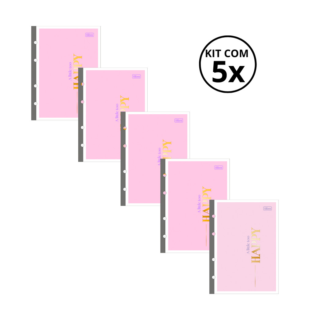 Refil Para Caderno Argolado Colegial Happy 80 Folhas - TILIFLEX