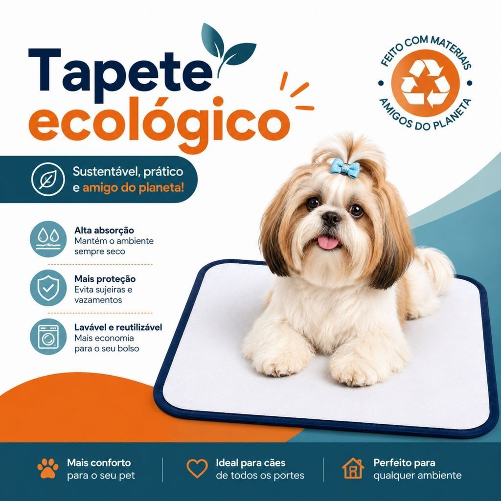 Kit 2 Tapetes Higiênicos Laváveis Reutilizáveis 45X55 para Cachorro Pet Xixi Gato Educador