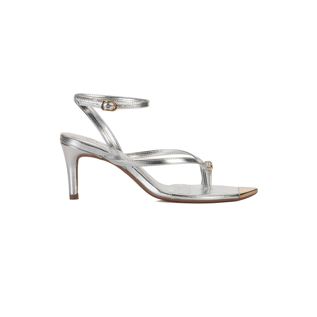 Sandália Thong com Fivela Metal e Strass