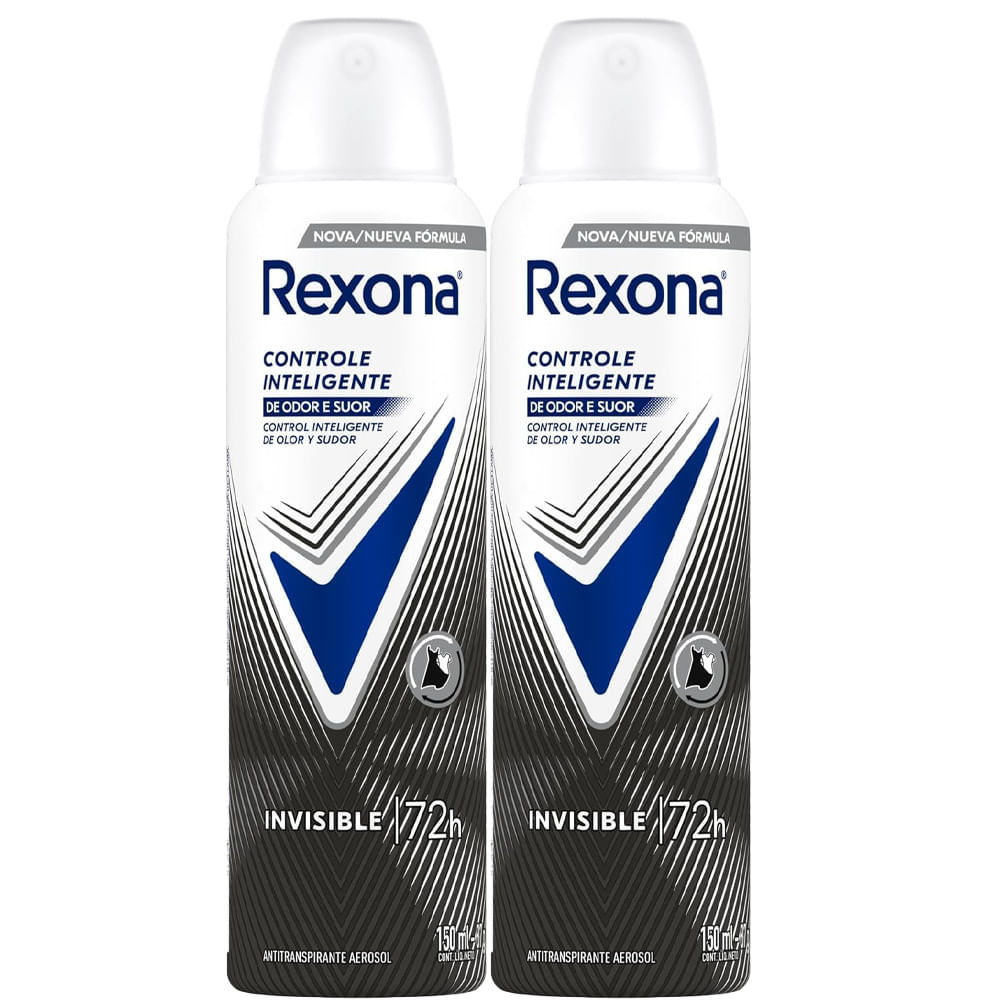 Kit Desodorante Aerosol Rexona Feminino Invisible 150ml - 2 unidades