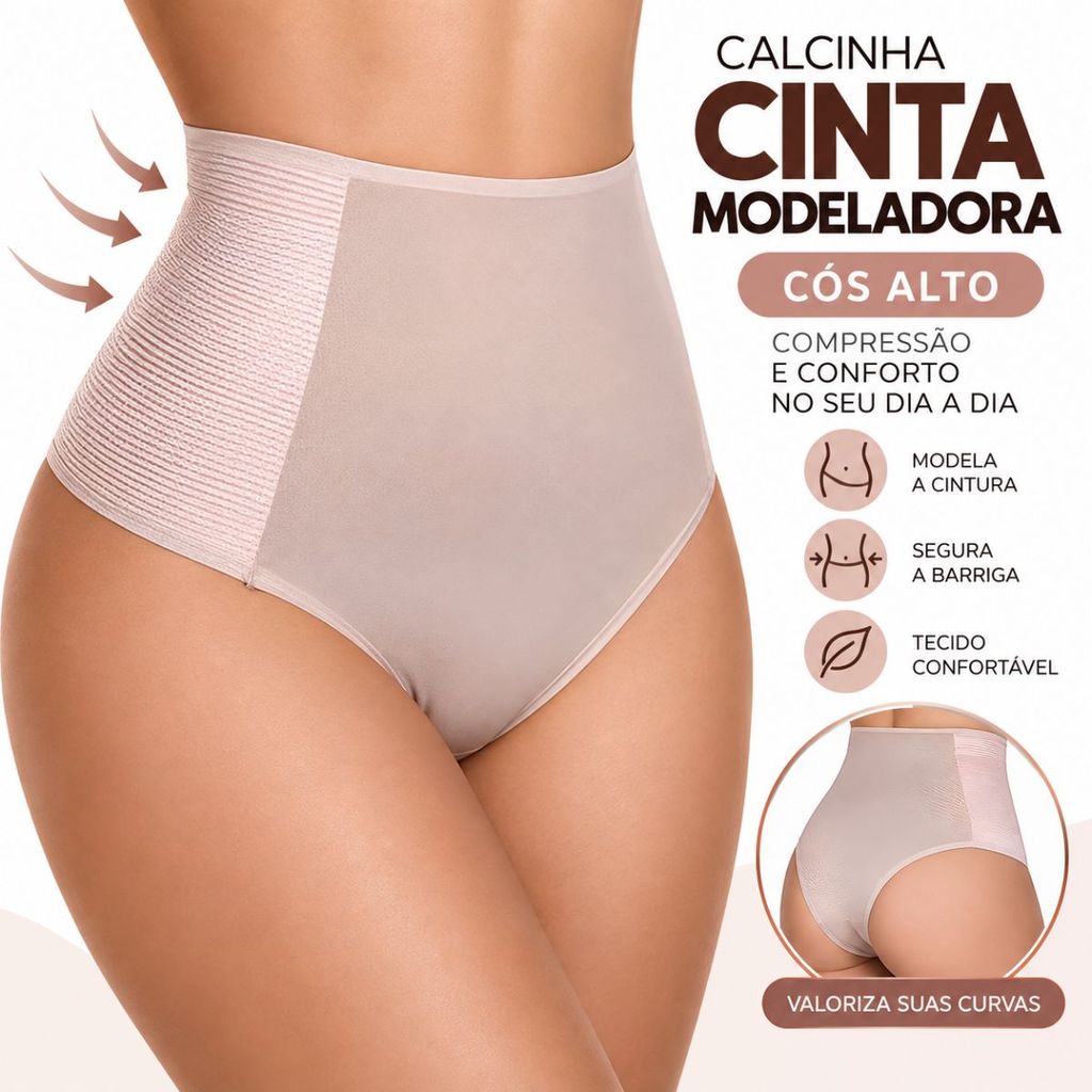 Calcinha Cinta Modeladora Redutora De Medidas Segura Barriga Pós Parto - Manu