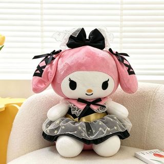 Boneca macia KT Cat Doll Cartoon Bow Série Ouro Preto Sanrio Kuromi