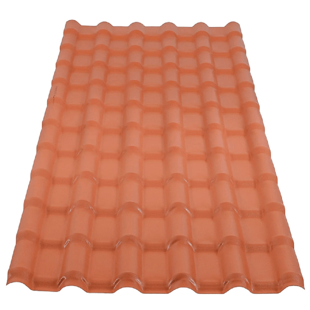 Telha PVC Plan Cerâmica 2,42 Metros x 88cm com 6 Ondas Terracota - P3010021 - AFORT