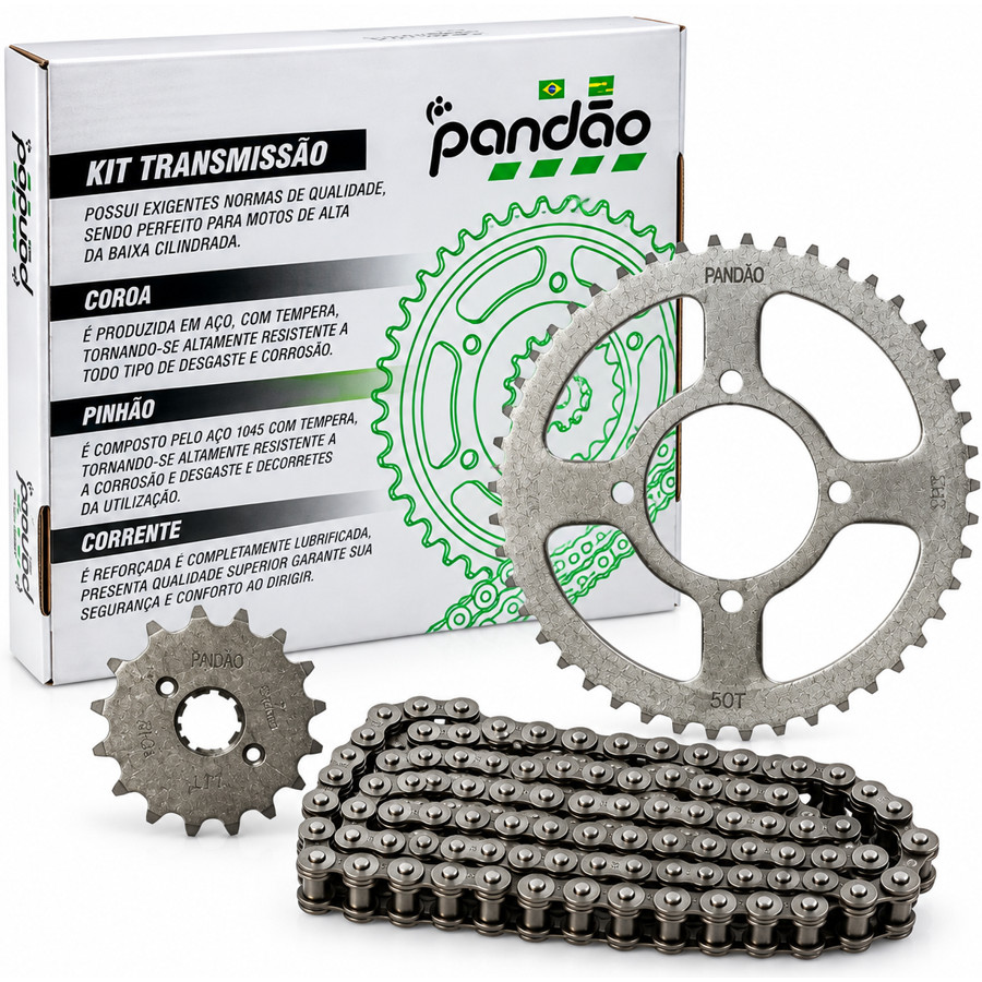 Kit Relação Transmissão Coroa Corrente Pinhão YBR e Factor 125 2003 a 2016