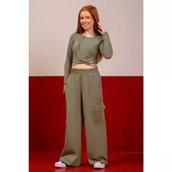 Calça Cargo Juvenil Menina Sarja Beats Verde