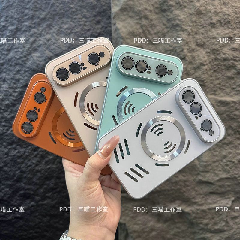 Capa para Huawei PuraView com design vazado para dissipação de calor, traseira fosca, proteção magnética para lente e co
