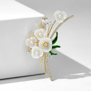 Broche feminino de flor delicada com pérolas, acessório de luxo discreto e design exclusivo 9PGZ