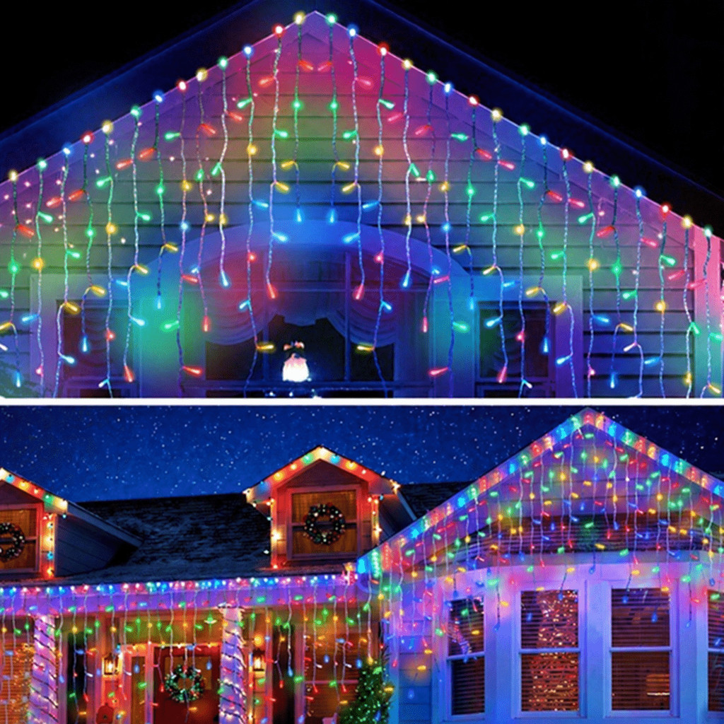 Pisca Pisca Cascata LED 8 Funções 10m 400 200 100 Leds Bivolt 110v 220v Decoração Natal  BIVOLT
