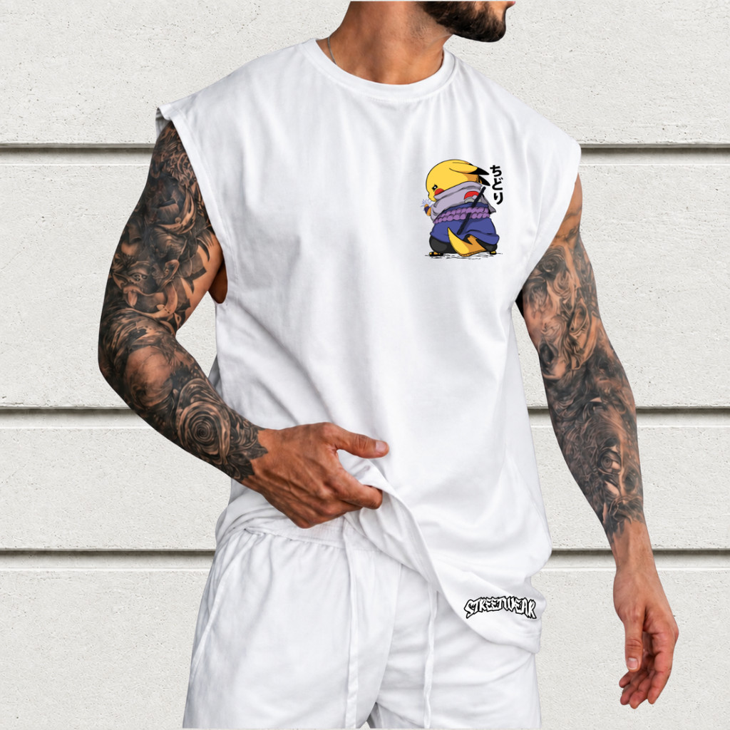 Regata Machão Oversized 100% Algodão Camiseta Cavada Anime Desenho Streetwear Praia Academia Passeio