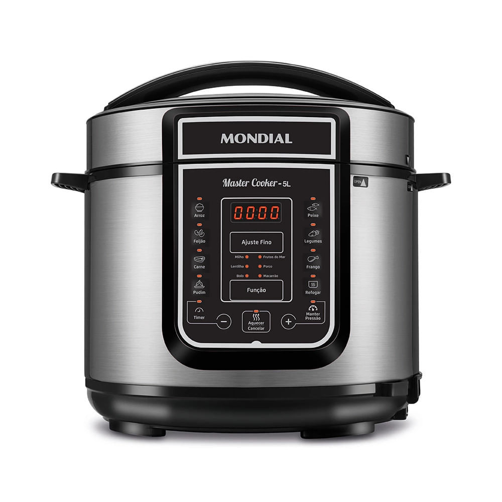 Imagem Panela de Pressão Elétrica Digital 5L Mondial 127V 900W Preto/Inox - PE-38