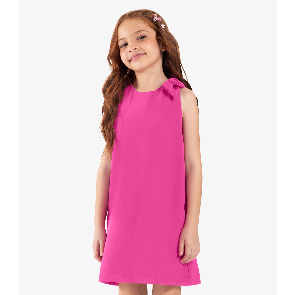 Vestido infantil em Crepe Light Rovi Kids Rosa