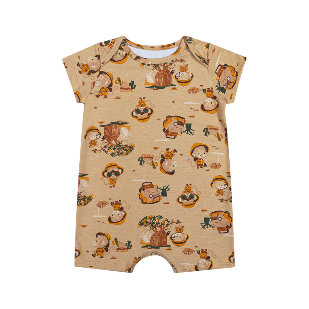Macaquinho Bebê Menino Estampado Cotton Elian Marrom