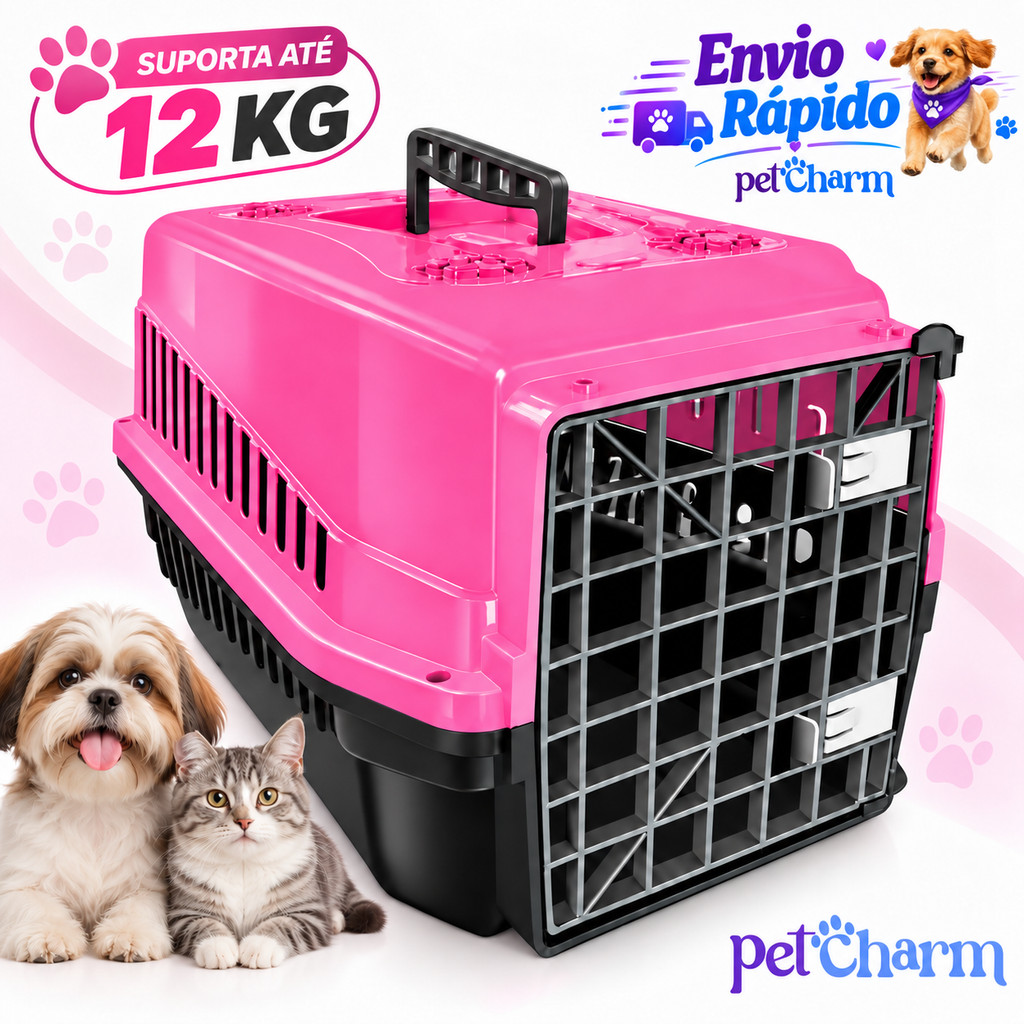 Caixa de Transporte N 4 Cachorro Gato Coelho Caixa de Transporte Pet 2 Travas 1 Alça