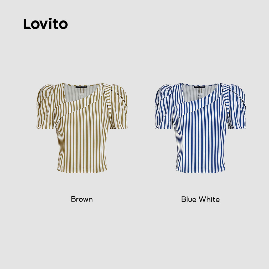 Lovito Blusa Assimétrica Feminina Casual para Primavera Verão LK2ED404