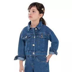 Jaqueta Jeans Infantil Menina Glitter Colorittá Azul