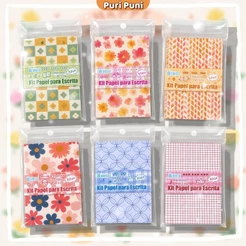 Kit 50 Folhas Papel Decorativo para Scrapbook Journaling Planner Colagem DIY 5,6x8,3cm Estampas Florais