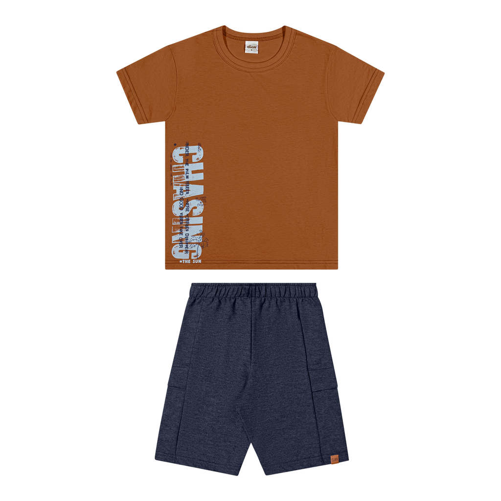 Conjunto Infantil Menino Estampa Lateral Elian Marrom