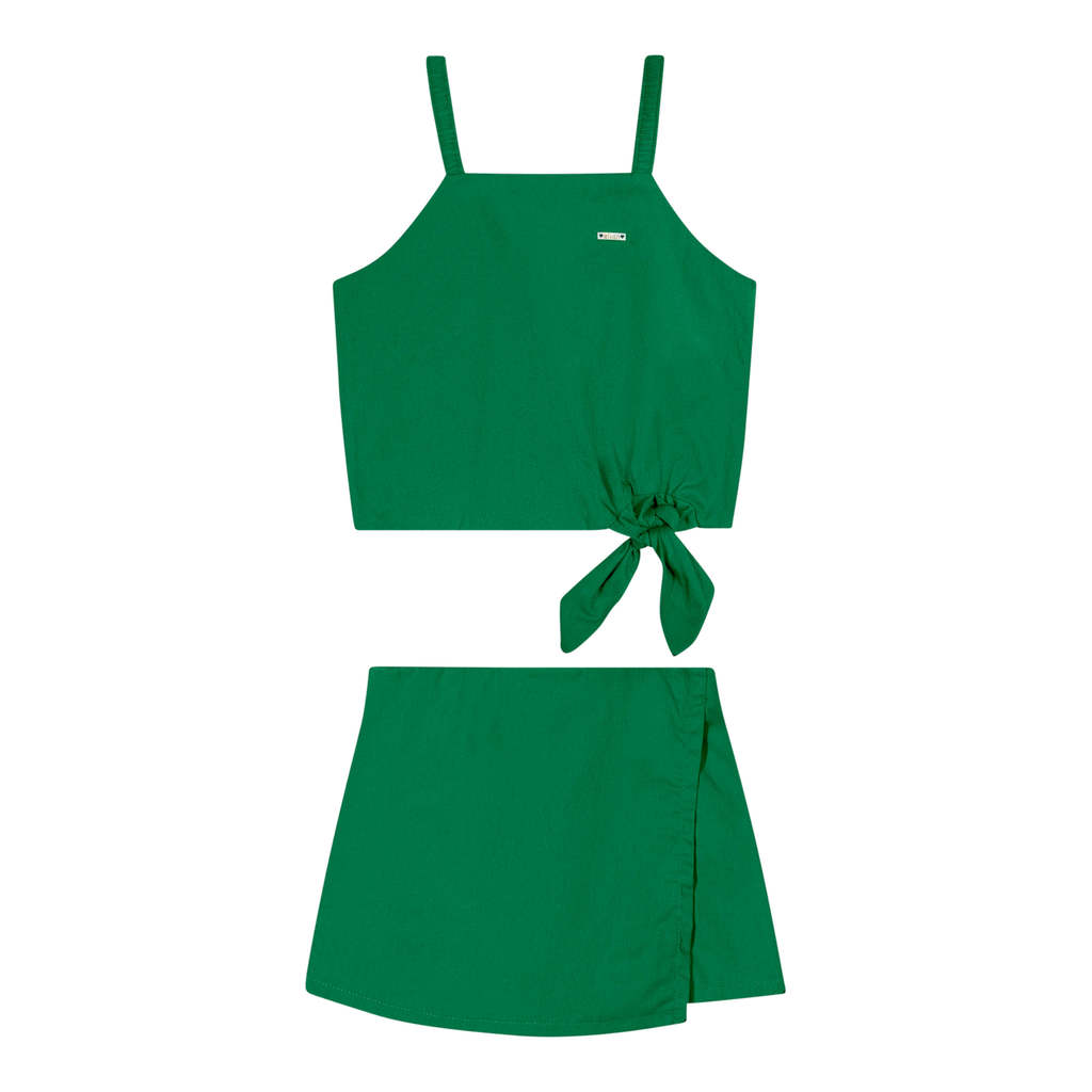Conjunto Infantil Menina Com Amarração Elian Verde