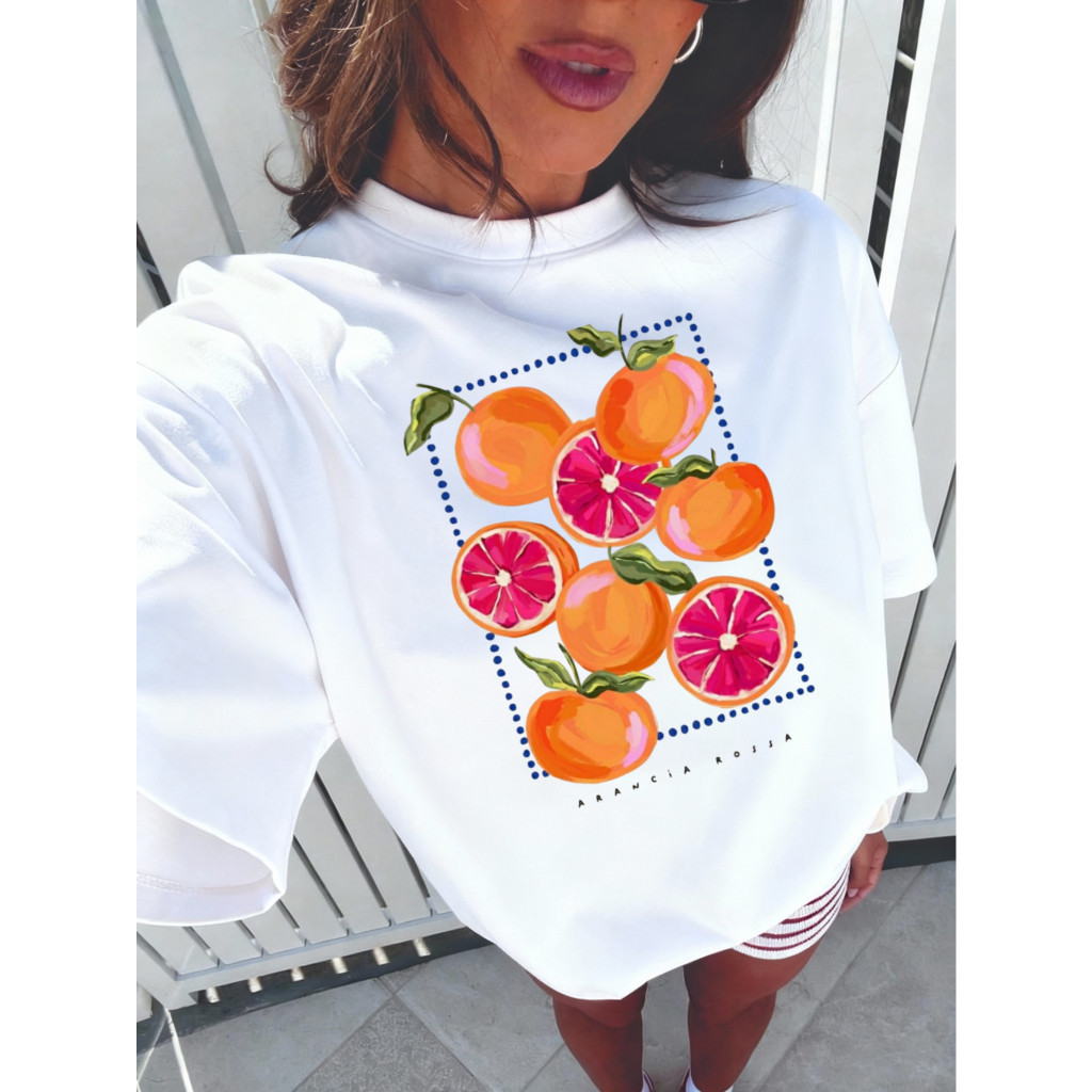 [Camiseta Premium em Algodão Puro]LA  blusa T-shirt Over Feminina 100%Algodão moda feminina estilosas confortavel