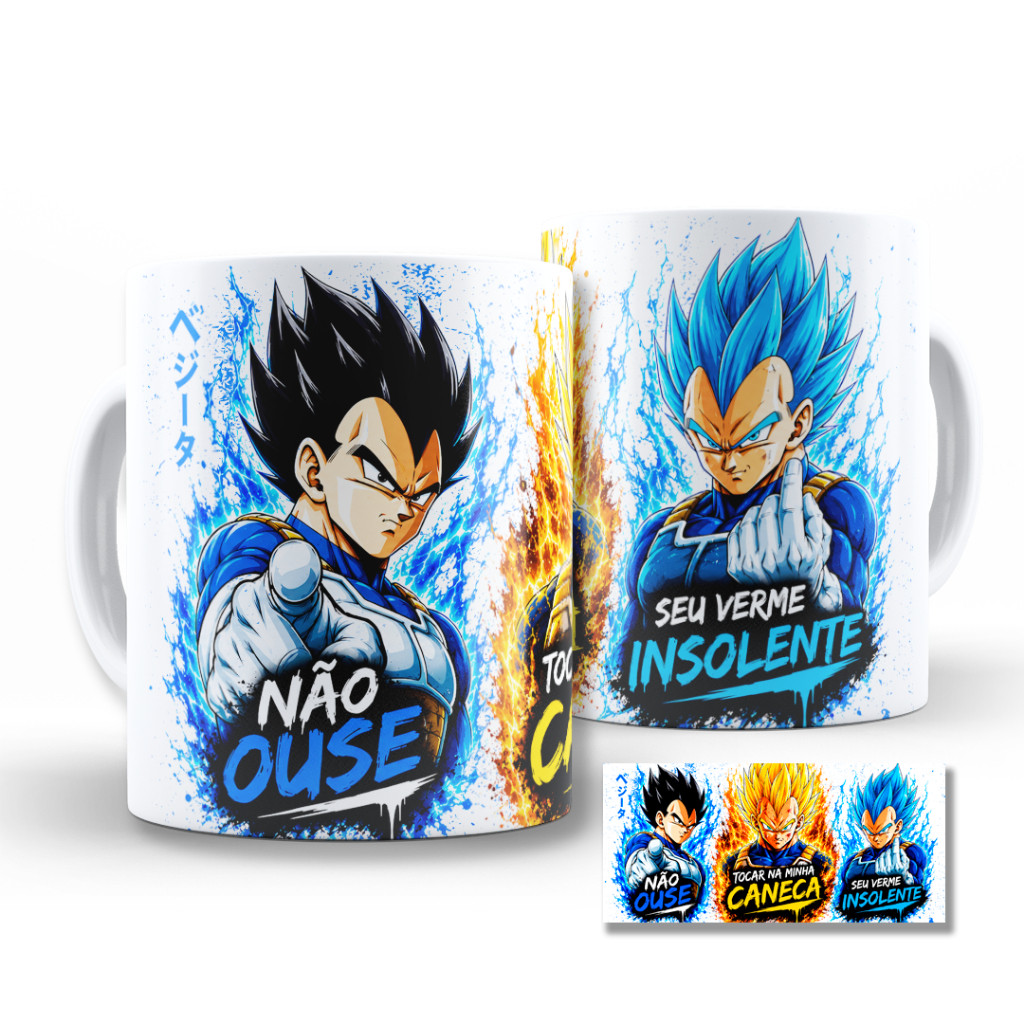Caneca Vegeta Dragon Ball Não Ouse Tocar na Minha Caneca