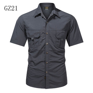 Camisa Tática Masculina de Verão com Manga Curta, Secagem Rápida, Multibolsos, para Atividades ao Ar Livre, Impermeável,