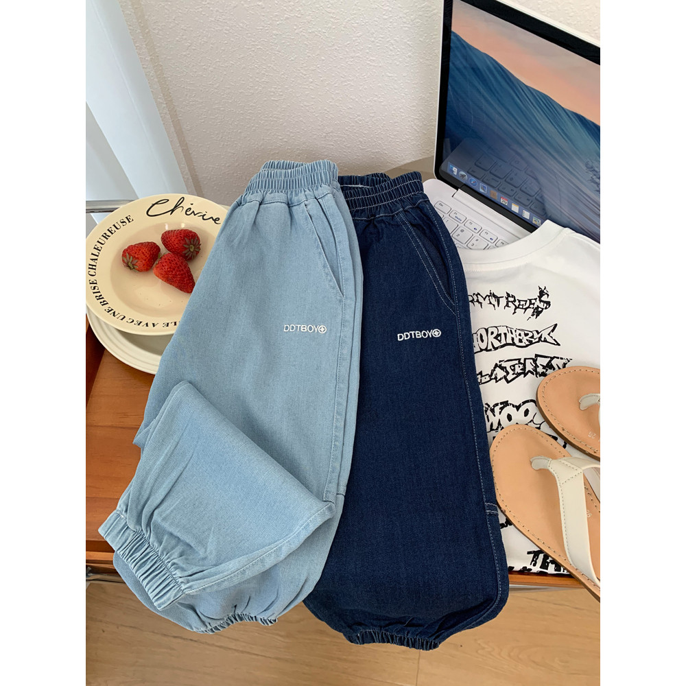 Meninos verão Tencel Jeans macio respirável Anti-mosquito calças pequenas de tamanho médio crianças estilo fino calças d