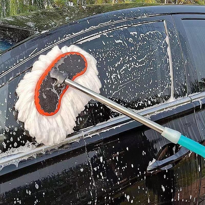 Esfregão para lavagem de carro, não machuca carros, escova especial, cabelo macio, retrátil, cabo longo, ferramenta de l