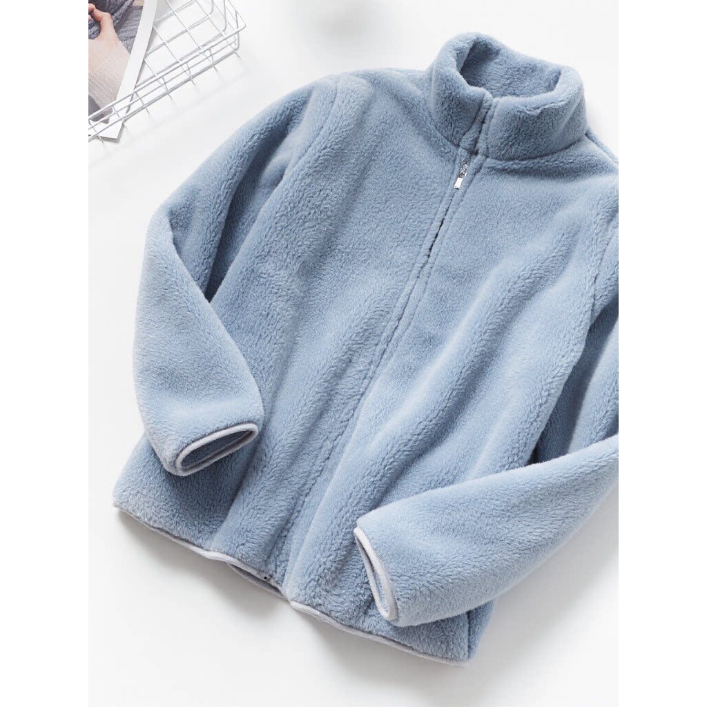 Casaco pijamas Coral velo masculino zíper outono inverno gola alta engrossado forro de lã feminino de uma peça superior 