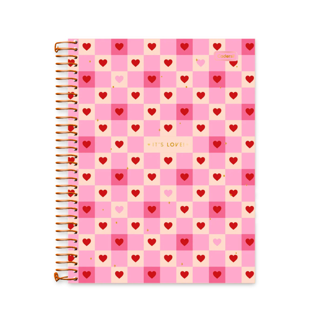 Caderno 15 Matérias Colegial it's Love! 240 Folhas - CADERSIL Capa:Quadriculado