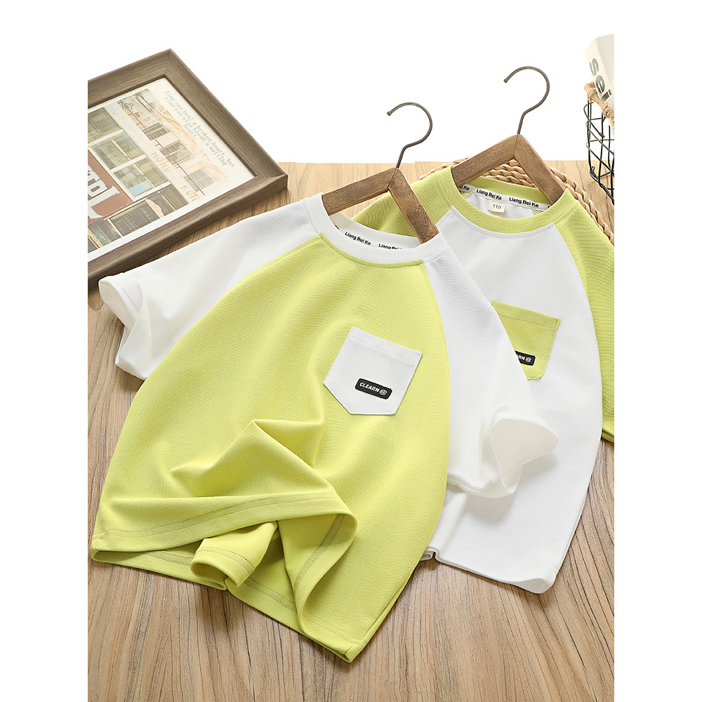 Meninos camiseta de manga curta verão 2026 novo estilo mangas Raglan crianças estilo fino meia manga médio grandes crian