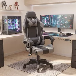 Cadeira para Escritório Gamer Hawker Cinza Preto/Cinza