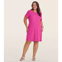 Vestido Feminino Plus Size Secret Glam Rosa