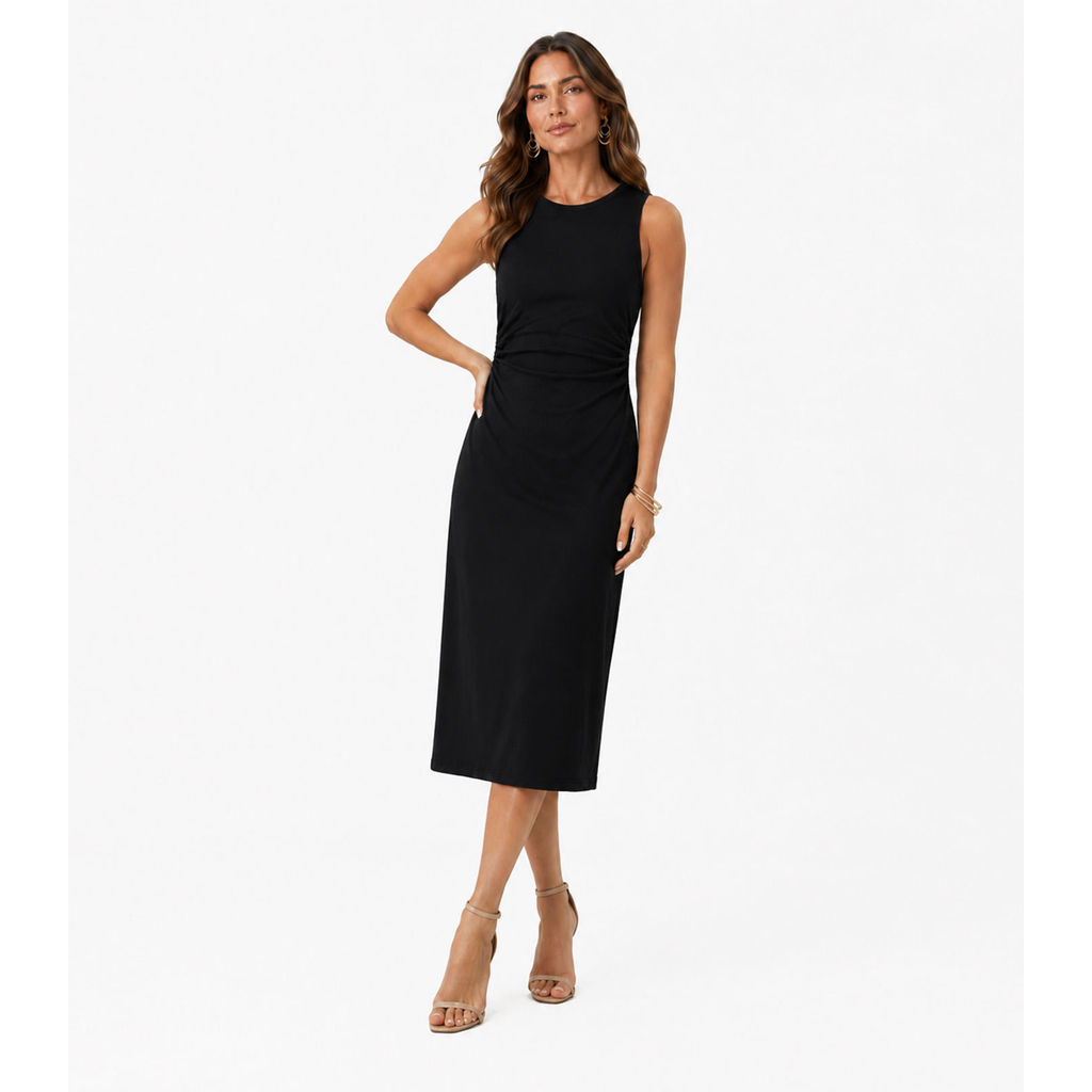 Vestido Midi Em Molicotton Viscose Light Rovitex Preto
