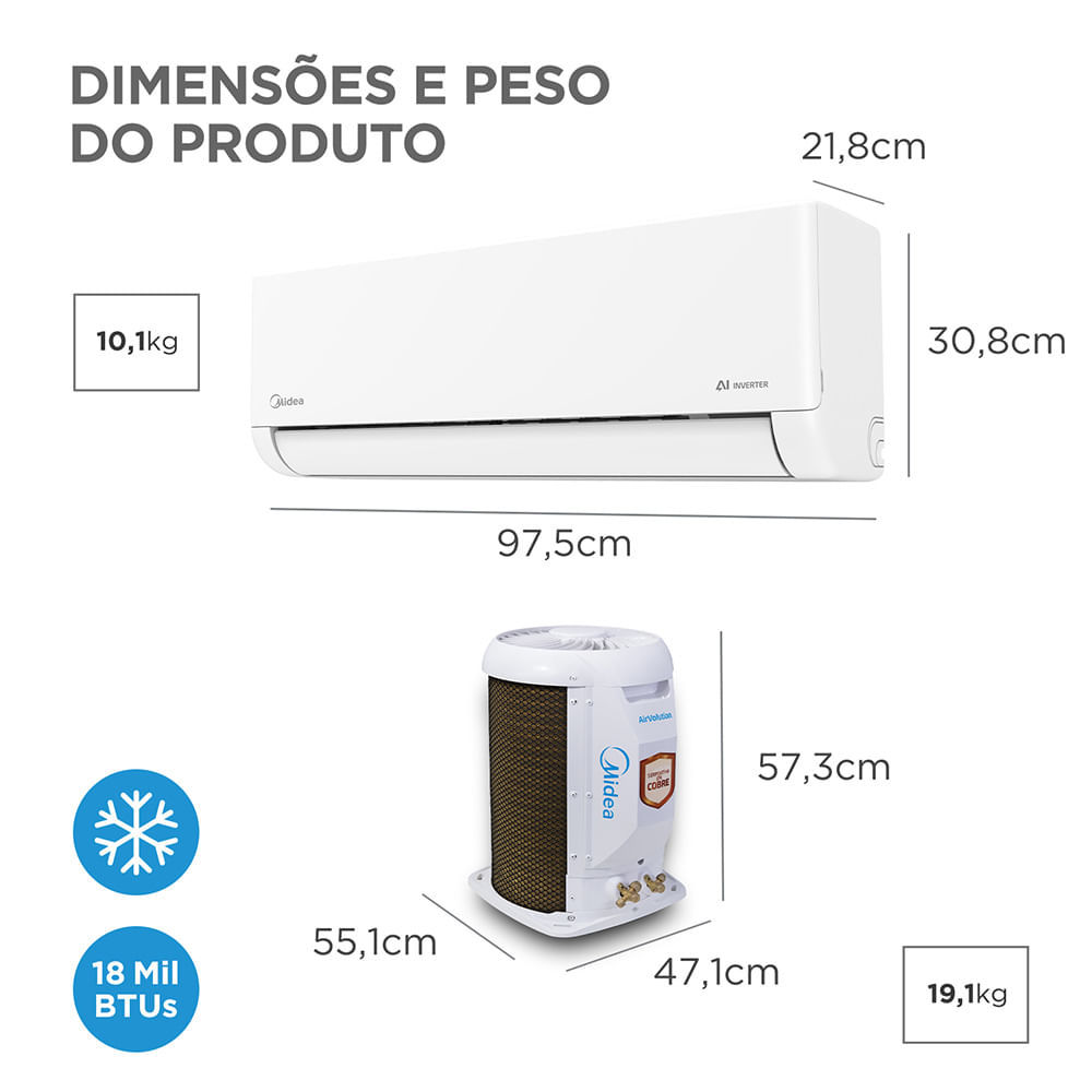 Ar Condicionado Split 18000 BTUs Inverter AI AirVolution Frio Midea — imagem 2 de 2